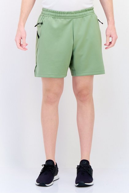 Men Standard Fit Training Knit Shorts, Sage Green