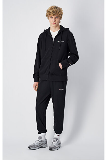 Champion Icons Full Zip Hoodie Sweatshirt Siyah Erkek Kapüşonlu