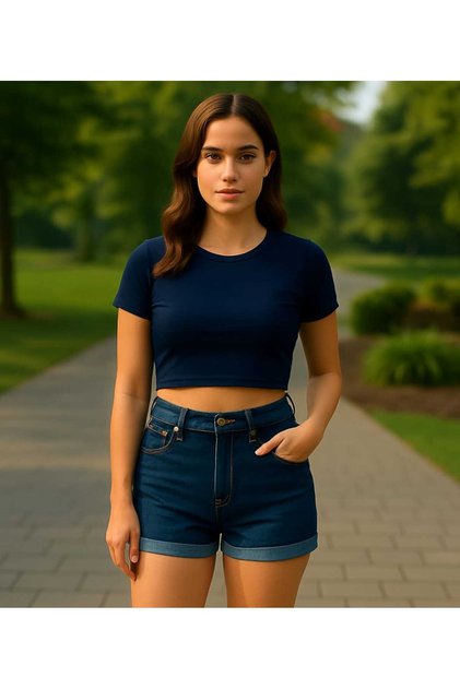 Navy Blue Women's Crop