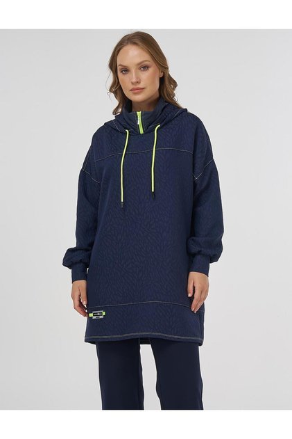 Dokulu Sweatshirt Koyu Lacivert