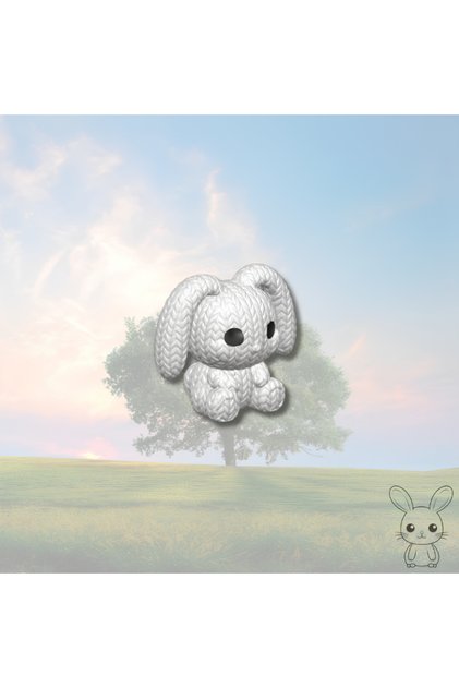 White Rabbit Keychain – Knitted Patterned Hard and Heavy Figure | Decorative Accessory