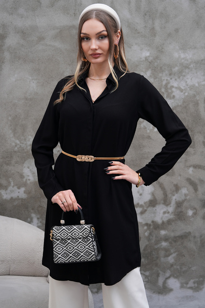 Flowy Black Long Shirt Tunic