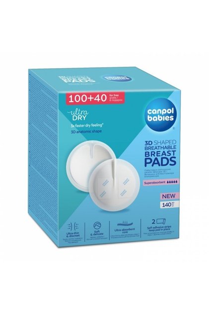 Tampoane superabsorbante pentru san 1/654, forma 3D, 140 de bucati, Alb