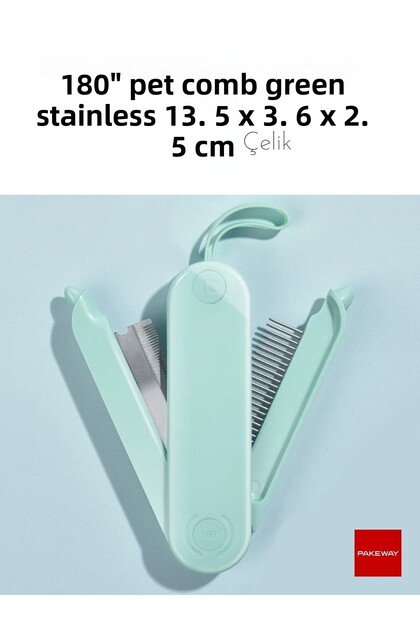 180 ° Tangle Detangler Pet Comb - Green - Stainless Steel