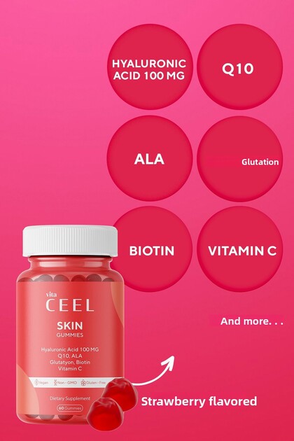 Vita Ceel 2 Parçalı Vegan Cilt Vitaminli Çiğnenebilir Sakız, Hyaluronik Asit, C Vitamini, Glutatyon, Q10, Ala, Biotin - Trendyol