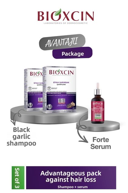 Garlic Shampoo and Forte Serum - 300ml 2 pieces + 50ml 1 piece