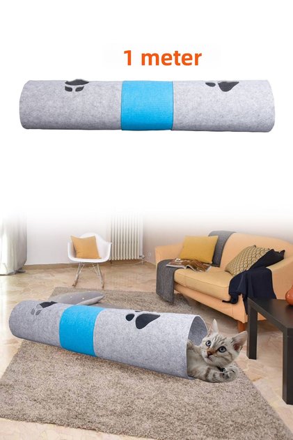 Blue Gray Long Cat Tunnel Pet Toy 1 Meter Cat Playground