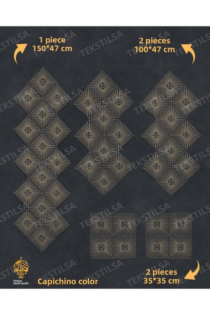 New Luxury Runner Living Room Coffee Table Tablecloth Lounge Set 5 Pieces(Kapi̇çino)2025