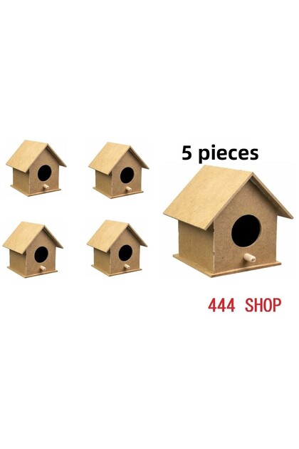 Wooden Bird House Bird Nest 10 cm X 10 cm X 12 cm Paintable Bird Nest. - 5 Piece Mixed Color Set