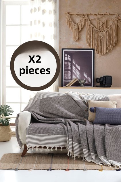 Bergama Mink 2 Pieces Sofa Cover 180 X 200 Cm Sofa Throw Sofa Armchair Cover Cotton