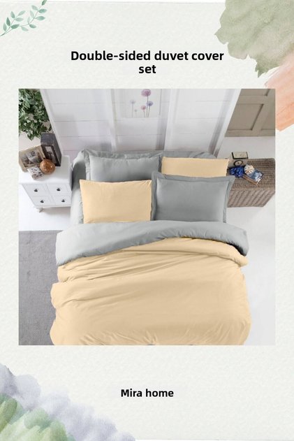 Double Duvet Cover Set Cotton Double Sided with Elastic Sheets