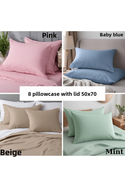 Cotton Pillowcase with Cover 8 Pieces 50X70