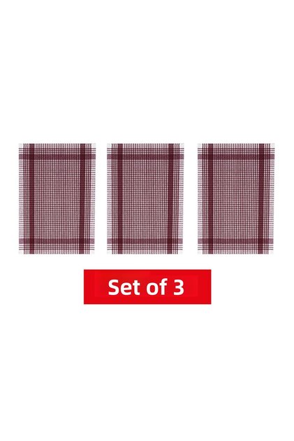 Pöti Checkered 3-Piece Drying Cloth Claret Red 45x70cm