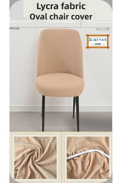 Lycra Fabric Oval Chair Cover, Chair Cover with Pitikare Pattern (6 Pieces)