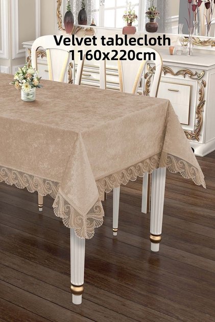 Luxury Velvet Table Cloth, Lace Velvet Table Cloth 160X220Cm Velvet Tablecloth