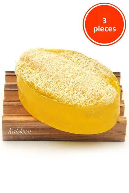 Handmade Natural Lemon Flower Soap with Pumpkin Fiber 120 g X 3 Pieces