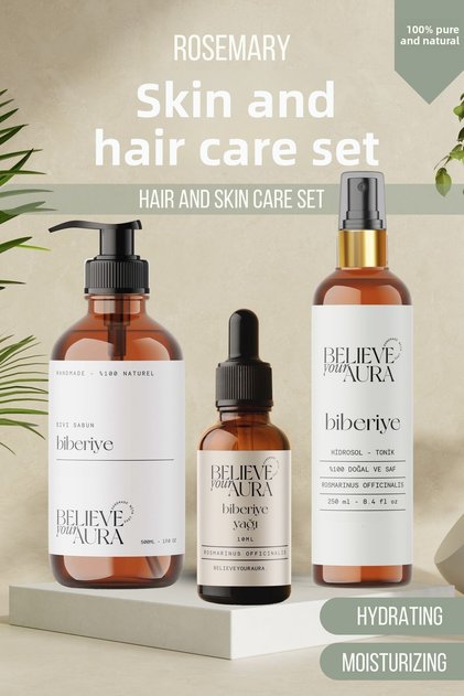 Rosemary Skin and Hair Care Set 100% Pure and Natural Rosemary Oil Rosemary Water and Skin Liquid Soap