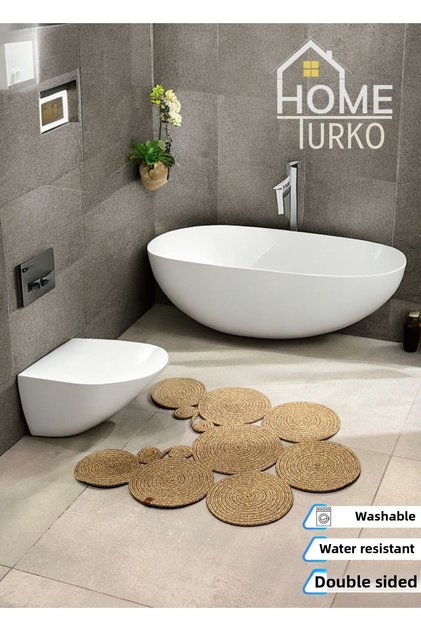 Jute, Straw, Doormat, Bathroom Mat, Toilet Seat Mat, Toilet Seat Mat, Double Sided