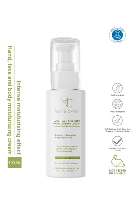 Hand, Face and Body Moisturizing Cream - Contains Hyaluronic Acid and Ceramide, Fragrance-Free