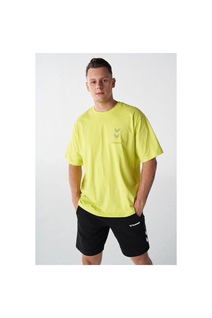 Finny Oversize Men's Yellow Round Neck T-Shirt