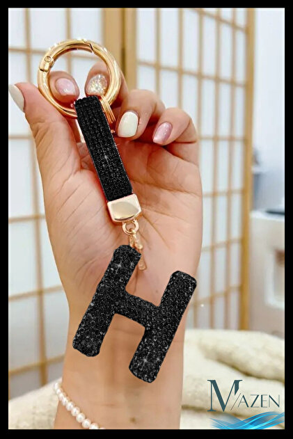 h'eres × semoh BUNDLE CHAIN CHARM MAZEN Letter H Black Stone Keychain | Vip Bag Charm | Stylish