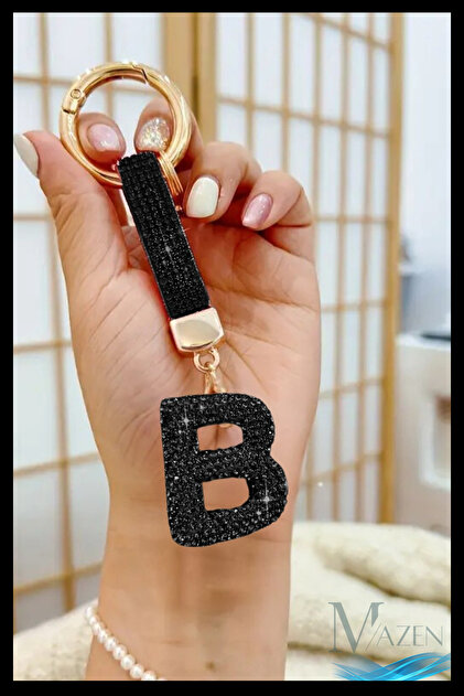 MAZEN Letter B Black Stone Keychain Vip Bag Charm Stylish