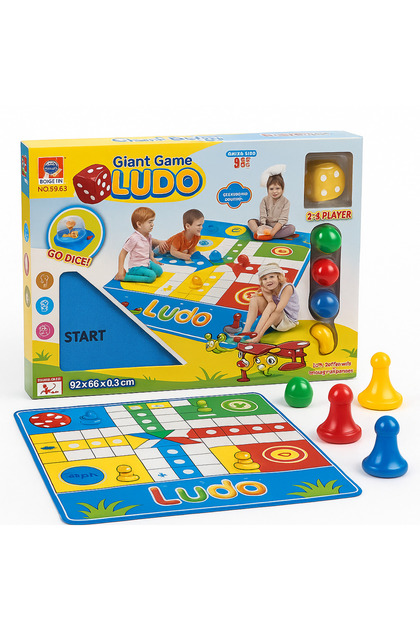 Giant Ludo Game 92x65cm – Jumbo Family Mat for Kids & Adults, Indoor & Outdoor Fun