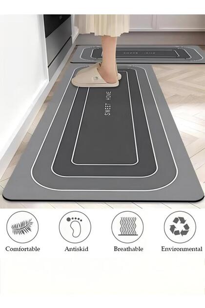 2-piece Kitchen Mat And Carpet Set, Non-slip Quick-drying Diatom Mud Floor Mat 40*60 40*120cm