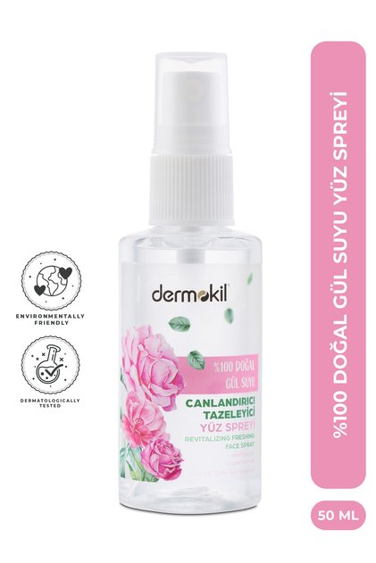 %100 Doğal Gül Suyu Canlandırıcı ve Tazeleyici Yüz Spreyi 50 ml