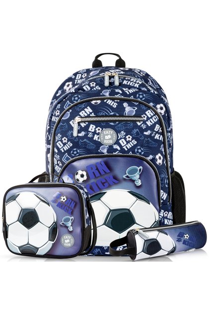 18" Set of 3 Backpack w/ Lunch Bag and Pencil Case - Football