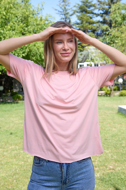 Μπλουζάκι Basic Μπλούζα Στρογγυλή Λαιμόκοψη Oversize Modal