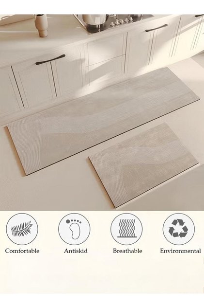 2-piece Kitchen Mat And Carpet Set, Non-slip Quick-drying Diatom Mud Floor Mat 40*60 40*120cm