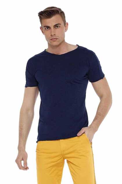 Ct525 ripped detailed Slim Fit basic men's t-shirt