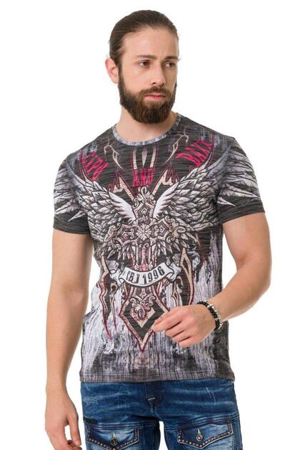 Ct746 Wing Cross Laser Print T-Shirt