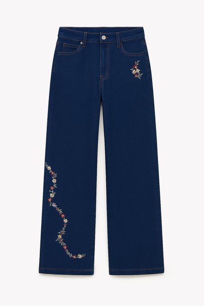 Embroidered Denim Pants