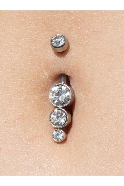 Taşlı Sarkaç Çelik Belly Göbek Piercingi