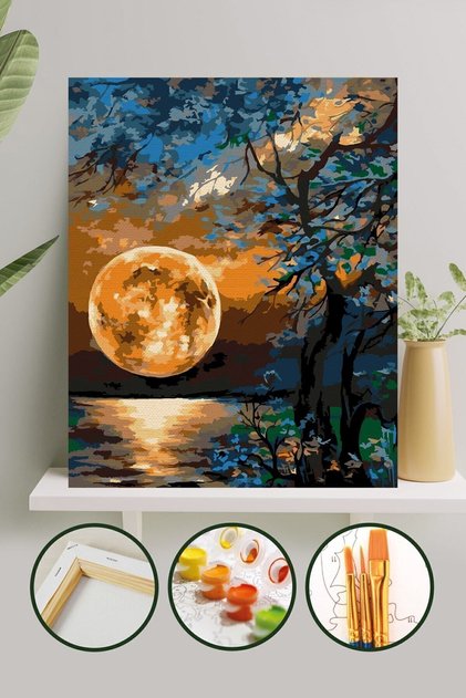 Sayılarla Boyama 40x50 Cm Tuval Seti Fırça Boya Dahil Çıtaya Gerili - Yakamoz