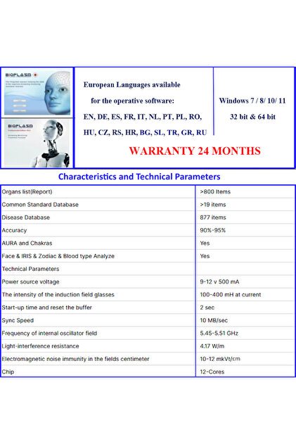 HOPE R BIOPLASM 18d /19d NLS magnetic bioresonance scanning device