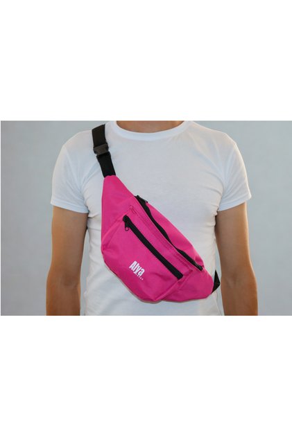 Unisex Pink Two Compartment Waist and Shoulder Bag Waterproof Sports and Daily Use