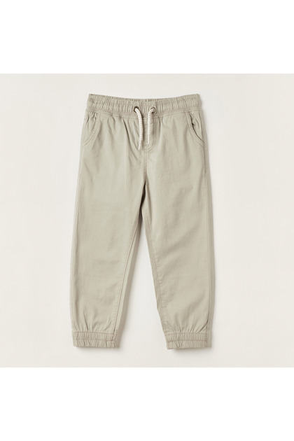 Solid Pants with Drawstring Closure and Pockets