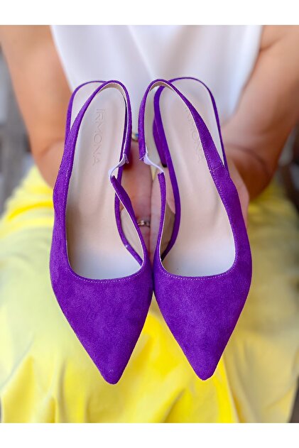 irmona Maria Purple Suede Heel Sandals Shoes- Trendyol