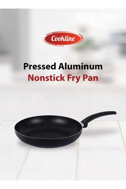 Pressed Aluminum Nonstick Fry Pan with Induction Bottom, 28cm, Black with White Dots