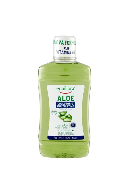 Apă de Gură Multiactivă Aloe, Antiseptica, Antibacteriana, Anti-Carii, Calmanta, 500 ml, Equilibra