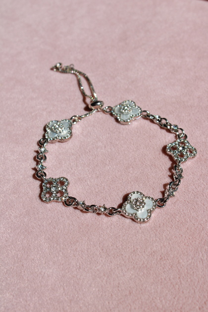 Silver Color Elevator Stone Clover Rosavine Bracelet