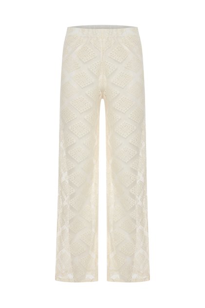 Ecru Cotton Lace Trousers
