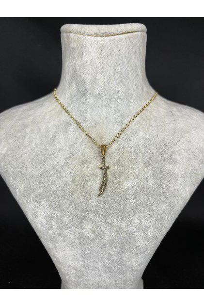 Hz.Ali Zülfikar Sword Gold Steel Necklace