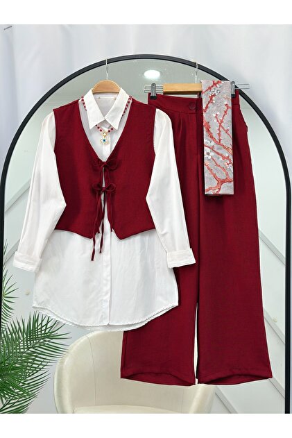 Damen-Hemd, Weste, Hose, dreiteiliger Anzug
