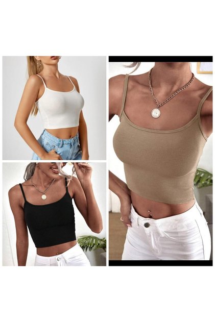 Women's 3 Pack Thin Strap Ribbed Crop Basic Athlete Blouse