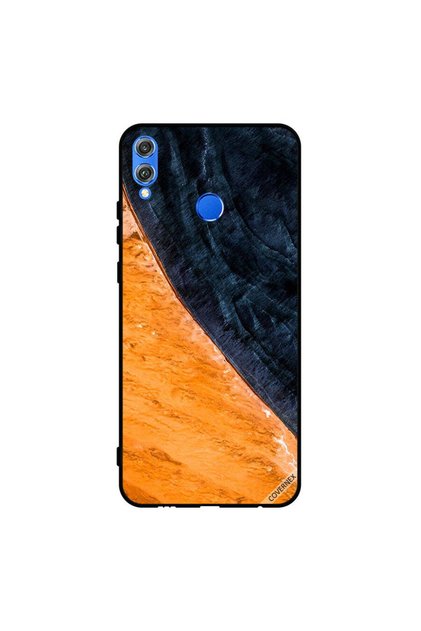 غطاء حماية لهاتف Honor 8X بنمط طلاء أصفر وأسود
