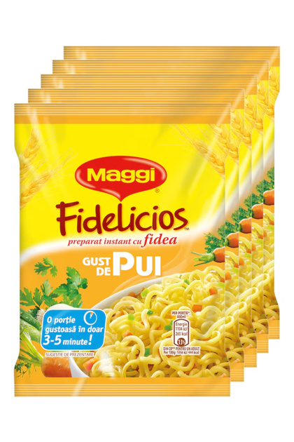 Pachet 5x fidea instant cu gust de pui Maggi Fidelicios 5x59.2g, 296g